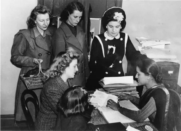 Historical image of women in bureau